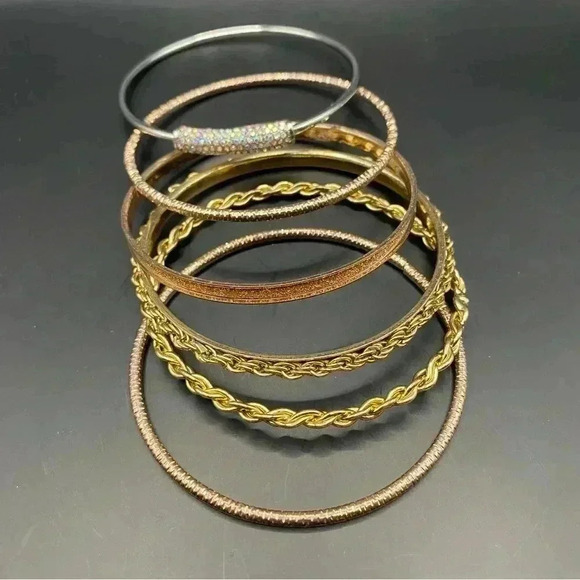 Shiny Statement Bracelets Gold-tone & Rose-gold-tone & Crystal Lot of 6 - Picture 6 of 9